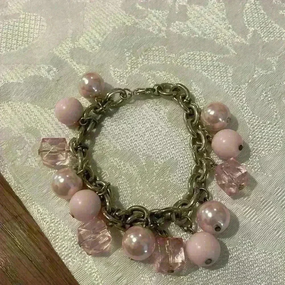 Vintage pink and silver bracelet